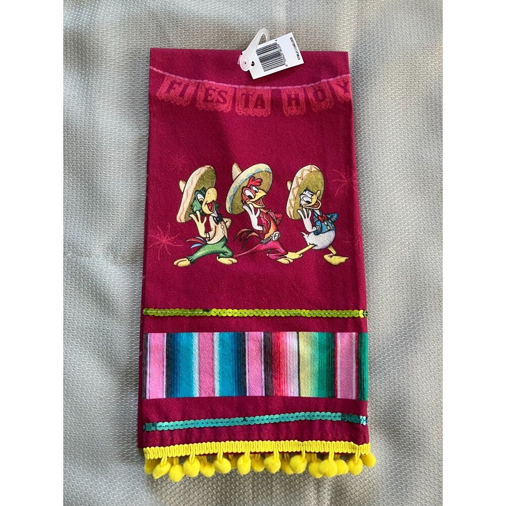 Disney Parks Three Caballeros Hand Kitchen Towel Fiesta Hoy NEW W TAGS